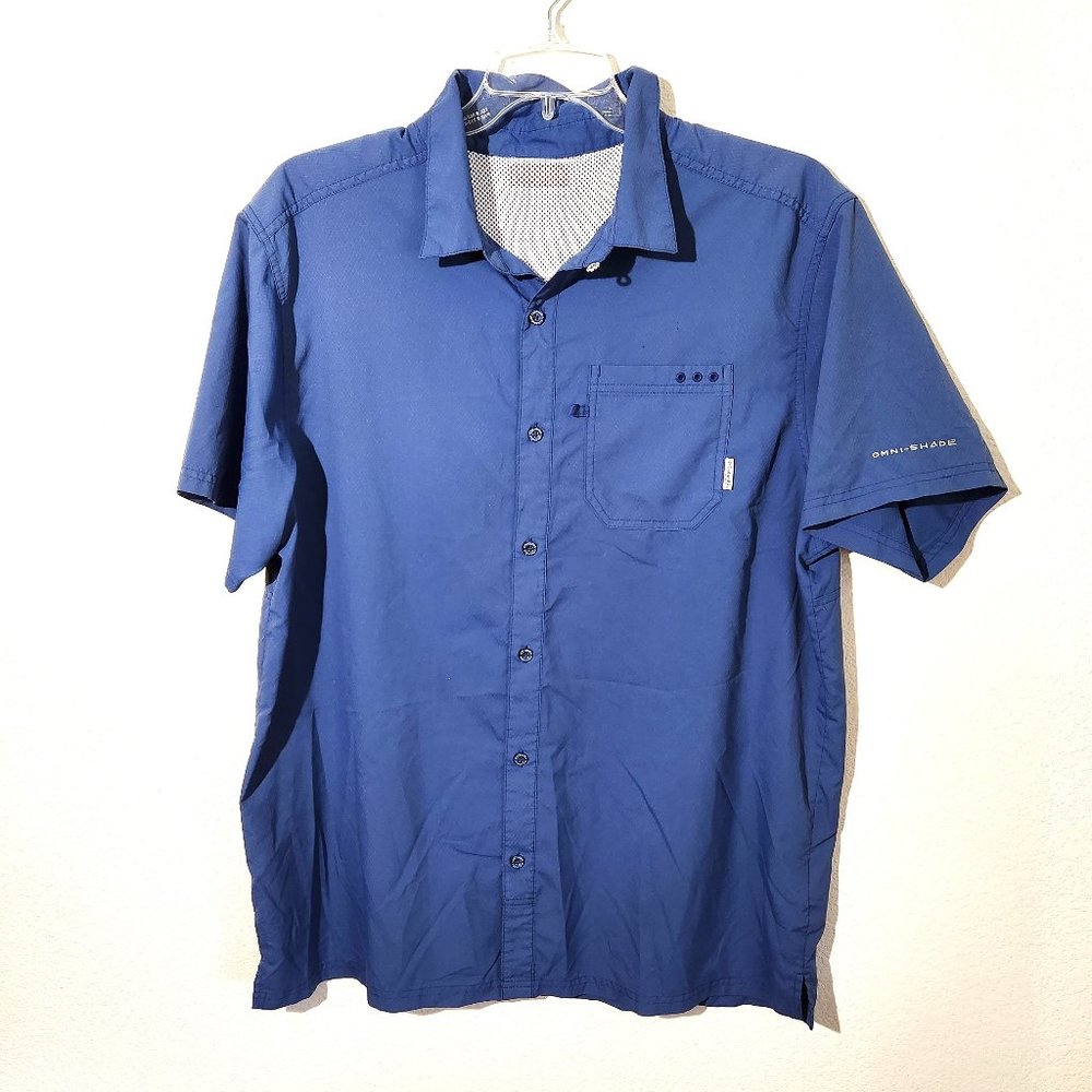 Columbia Mens Performance Fishing Gear Omni-Shade Navy Blue XL good condition